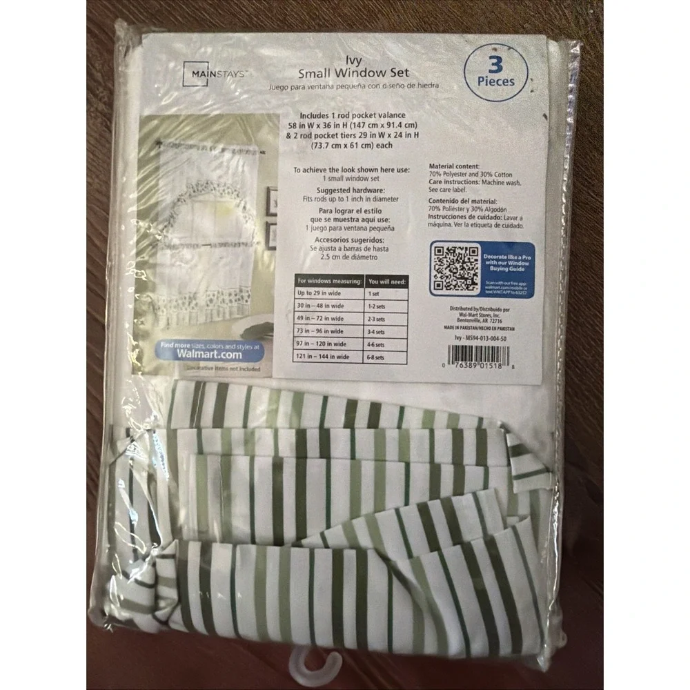 Mainstays Window Curtains Cottage Ivy Tier And Swag Set 56